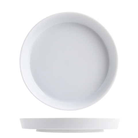 MR.R Sets of 2 Sublimation Blanks White Ceramic Flat Plate with Stand,Porcelain Plates. 8 inch Round Dessert or Salad Plate, Lead-Free, Safe in